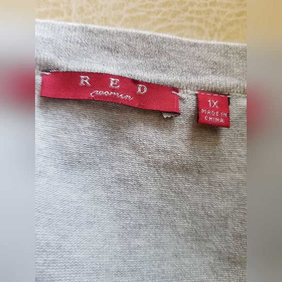 RED Brand Studded Mixed Metal Trim Hook Cardigan Jacket 1X Gray Knit - Picture 2 of 9